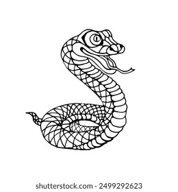 Snake baby hand drawn line vector illustration. Chinese new year 2025 Zodiac sign, year of the Snake.