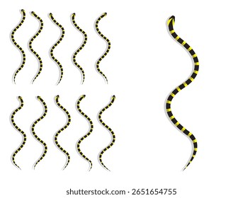 Serpente Banda Krait Animação Animal Sequência Cartoon Vetor