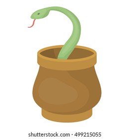 Snake in basket icon in cartoon style isolated on white background. Arab Emirates symbol stock vector illustration.