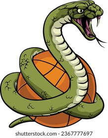 A snake basketball ball team cartoon animal sports mascot
