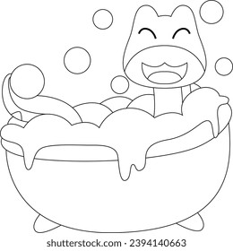 Snake Bathe Bathtube Animal Vector Graphic Art Illustration
