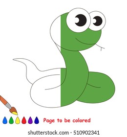 Snake to be colored, the coloring book to educate preschool kids with easy kid educational gaming and primary education of simple game level.