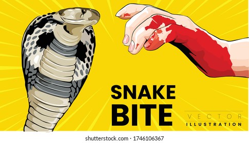 Mordida de serpiente en el brazo Cobra mordida mano del hombre necesita primeros auxilios y peligroso 