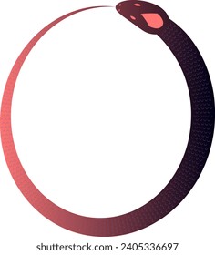 The snake bites its own tail. Ouroboros snake with scales.