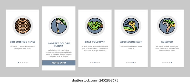 snake black serpent viper cobra onboarding mobile vector. python anaconda, animal tattoo, cute mamba, skin reptile, jungle wild snake black serpent viper cobra Illustrations