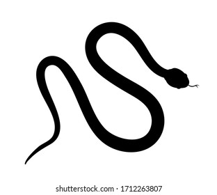 Snake black silhouette icon. Black viper on a white background. Minimalistic icon of a snake.