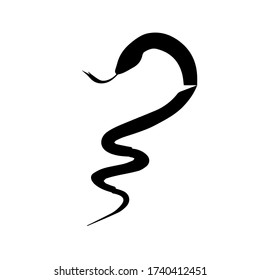 Snake black silhouette icon. Black viper on a white background. Minimalistic icon of a snake.