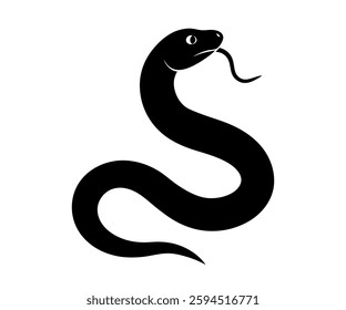 Snake black silhouette isolated on white background. Vector illustration