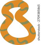 Snake body forming a looping figure eight with bold flat shapes and smooth edges. Serpent curve in a ribbon bend, clean negative space, graphic contour lines. Cartoon vector illustration