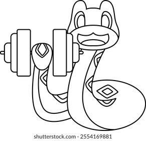 Snake Bodybuilder Dumbbell Bodybuilding Animal Vector Graphic Art Illustration