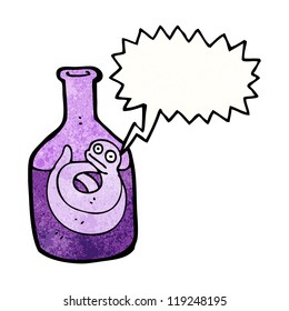 caricatura de serpiente en botella