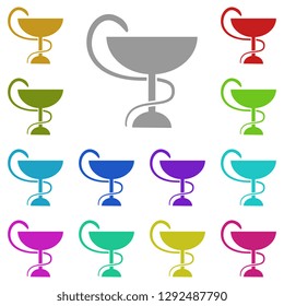 Snake with a bowl icon in multi color. Simple glyph, flat vector of Medicine icons for UI and UX, website or mobile application