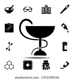 Snake with a bowl icon. Simple glyph vector element of Medecine set icons for UI and UX, website or mobile application