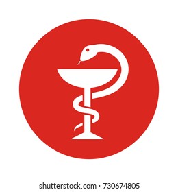 Snake and bowl old medicine symbol on white background