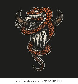 Snake and buffalo head bone illustrations