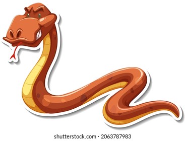 Snake cartoon character on white background illustration