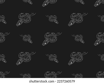 Snake cartoon character seamless pattern on black background