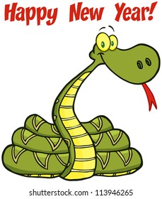 Snake Cartoon Character With Text
