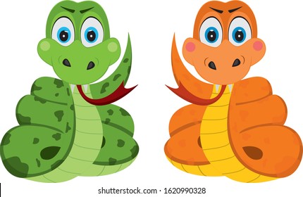 The Snake Cartoon Colored Character. The Snake Vector Drawing Isolated On White