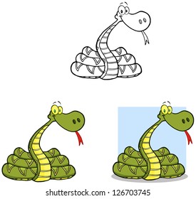 Snake Cartoon Mascot Characters-Vector Collection