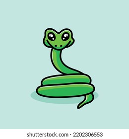 Mascota de caricatura de serpiente divertida vectora sonrisa Felicidad Diversión Granja linda Ilustración