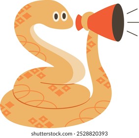 Snake character holding a megaphone Year of the Snake New Year Sale