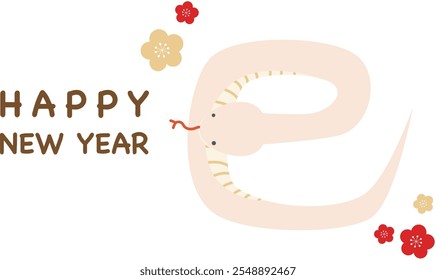 Material de ilustración de personaje de serpiente para tarjetas de año nuevo
