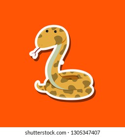 A snake character on orange background illustration