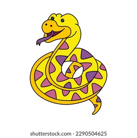 Snake character Vector color doodle illustration isolated on white