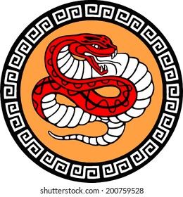 Snake character vector illustration isolated on white. 