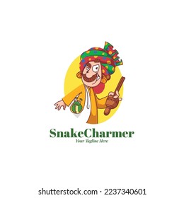 Snake charmer vector logo design.