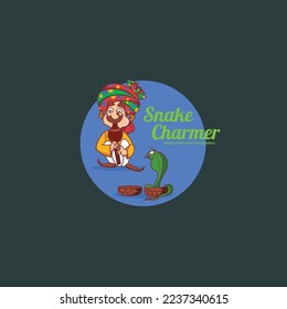 Snake charmer vector logo design.