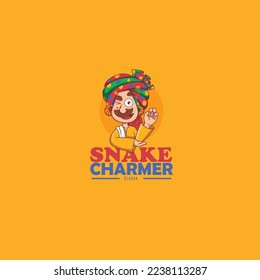 Snake charmer vector logo design template. 