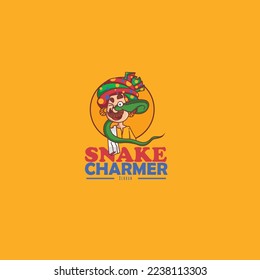 Snake charmer vector logo design template. 