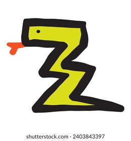 Snake. Children art. Flat isolated vector illustration on white background.