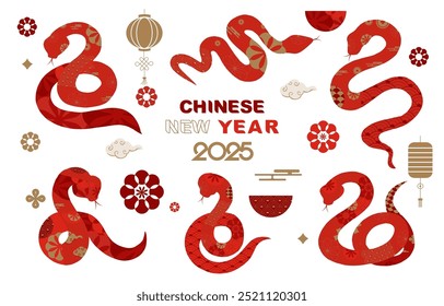snake chinese element object for icon,sticker, decoration design