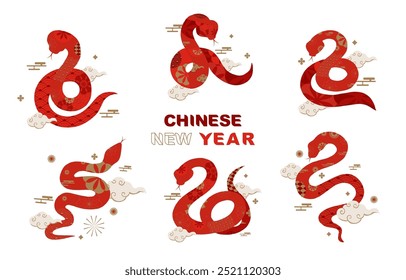 snake chinese element object for icon,sticker, decoration design