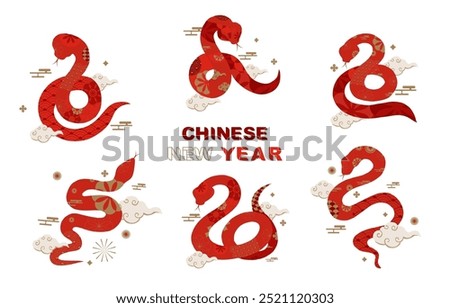 snake chinese element object for icon,sticker, decoration design