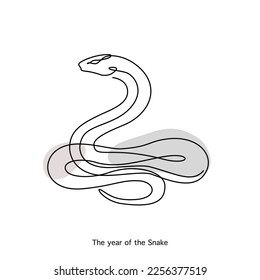 Snake Chinese Zodiac Sign in minimal line art style, isolated vector illustration