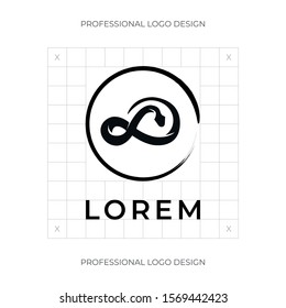 Snake in a circle logo with a grid