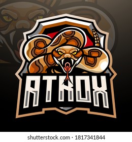 The snake of cloratus atrox mascot esport logo design