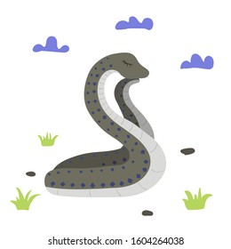 Snake, cloud and grass. Sweet dreans Vector illustration