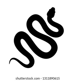 Snake cobra or anaconda silhouette vector icon. Long snake creeping
