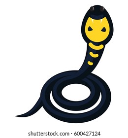 Snake cobra cartoon vector illustration on white. Dangerous reptile desert animal.