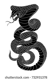 snake cobra illustration for tattoo style.Traditional Japanese culture for printing and coloring book on background.