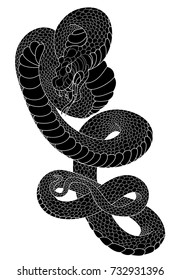 snake cobra illustration for tattoo style.Traditional Japanese culture for printing and coloring book on background.