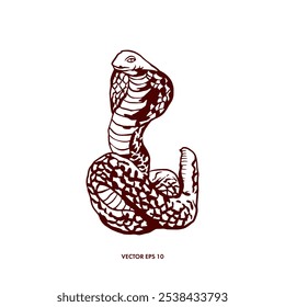 Cobra, cobra. Símbolo do ano novo. Ilustração vetorial desenhada à mão em estilo gráfico. Para desenho de cartões postais, banners, tatuagens, cartazes, convites