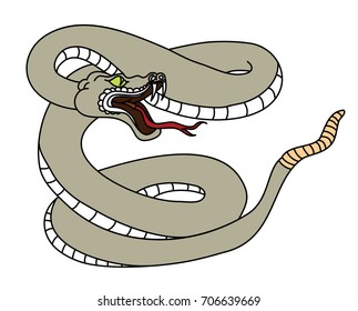 snake cobra tattoo isolate on white background. Doodle style Cobra vector. 