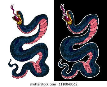 snake cobra tattoo style Cobra vector. king Cobra snake with mouth open.Snake cobra illustration.