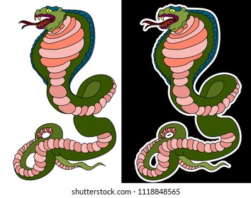 snake cobra tattoo style Cobra vector. king Cobra snake with mouth open.Snake cobra illustration.